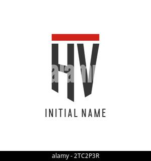 HV initial esport logo with simple shield design style vector graphic Stock Vector