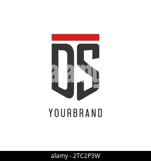 DS initial esport logo with simple shield design style vector graphic Stock Vector