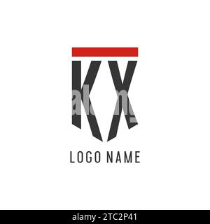 KX initial esport logo with simple shield design style vector graphic Stock Vector