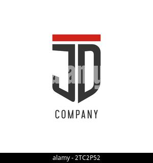 JD initial esport logo with simple shield design style vector graphic Stock Vector