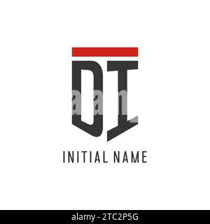 DI initial esport logo with simple shield design style vector graphic Stock Vector