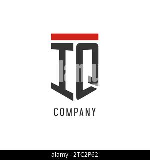 IQ initial esport logo with simple shield design style vector graphic Stock Vector