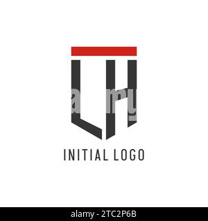 LH initial esport logo with simple shield design style vector graphic Stock Vector