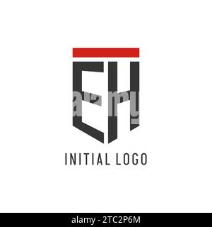 EH initial esport logo with simple shield design style vector graphic Stock Vector