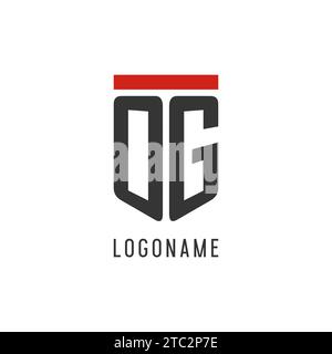 OG initial esport logo with simple shield design style vector graphic Stock Vector