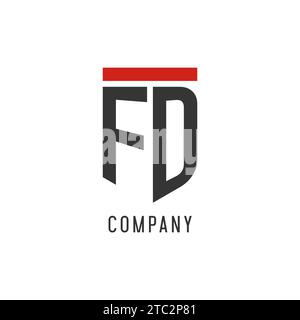 FD initial esport logo with simple shield design style vector graphic Stock Vector