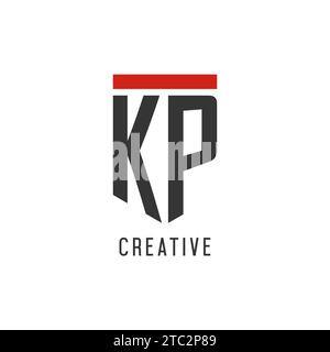 KP initial esport logo with simple shield design style vector graphic Stock Vector
