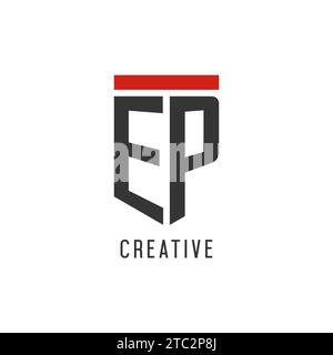 EP initial esport logo with simple shield design style vector graphic Stock Vector