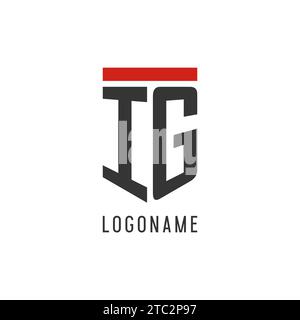 IG initial esport logo with simple shield design style vector graphic Stock Vector