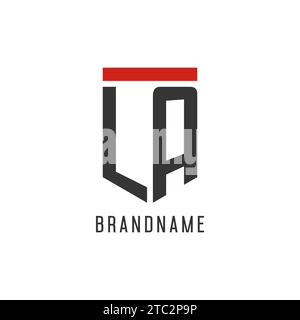 LA initial esport logo with simple shield design style vector graphic Stock Vector