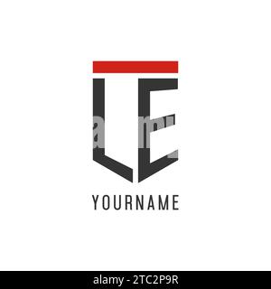 LE initial esport logo with simple shield design style vector graphic Stock Vector