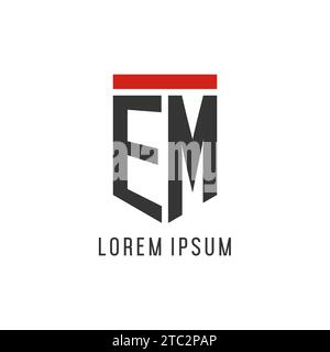 EM initial esport logo with simple shield design style vector graphic Stock Vector
