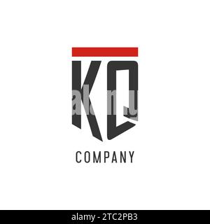 KQ initial esport logo with simple shield design style vector graphic Stock Vector