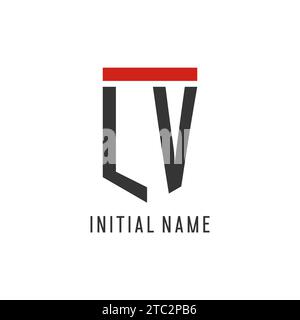 LV initial esport logo with simple shield design style vector graphic Stock Vector
