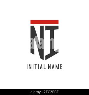 NI initial esport logo with simple shield design style vector graphic Stock Vector