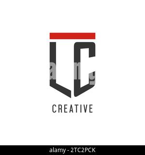 LC initial esport logo with simple shield design style vector graphic Stock Vector