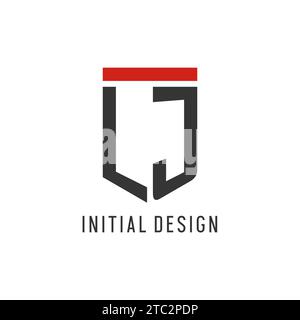 LJ initial esport logo with simple shield design style vector graphic Stock Vector