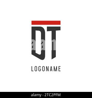 DT initial esport logo with simple shield design style vector graphic Stock Vector