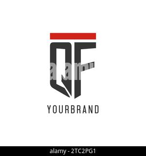 QF initial esport logo with simple shield design style vector graphic Stock Vector
