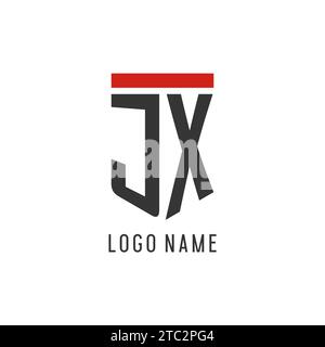 JX initial esport logo with simple shield design style vector graphic Stock Vector