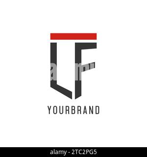LF initial esport logo with simple shield design style vector graphic Stock Vector