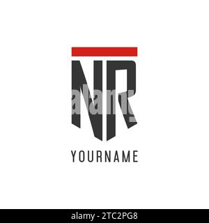 NR initial esport logo with simple shield design style vector graphic Stock Vector