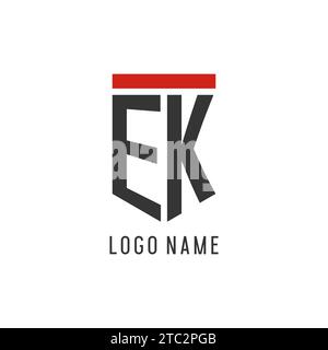 EK initial esport logo with simple shield design style vector graphic Stock Vector
