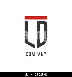 LD initial esport logo with simple shield design style vector graphic Stock Vector