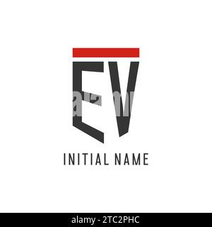 EV initial esport logo with simple shield design style vector graphic Stock Vector