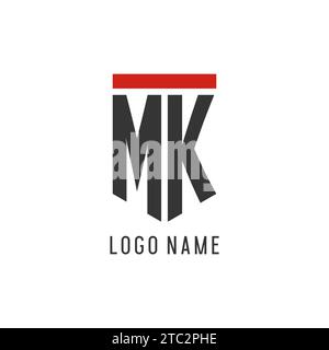 MK initial esport logo with simple shield design style vector graphic Stock Vector