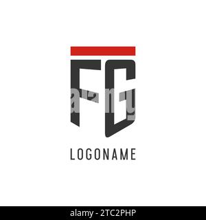 FG initial esport logo with simple shield design style vector graphic Stock Vector