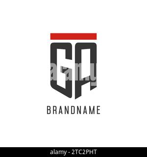 GA initial esport logo with simple shield design style vector graphic Stock Vector