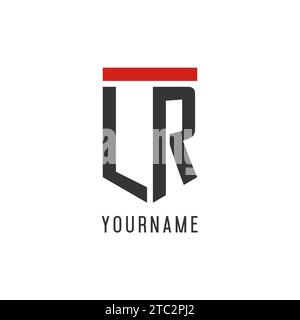 LR initial esport logo with simple shield design style vector graphic Stock Vector