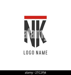 NK initial esport logo with simple shield design style vector graphic Stock Vector