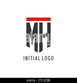 MH initial esport logo with simple shield design style vector graphic Stock Vector