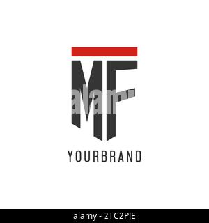MF initial esport logo with simple shield design style vector graphic Stock Vector