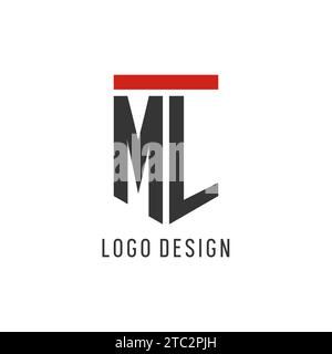 ML initial esport logo with simple shield design style vector graphic Stock Vector