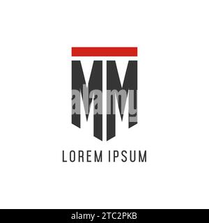 MM initial esport logo with simple shield design style vector graphic Stock Vector