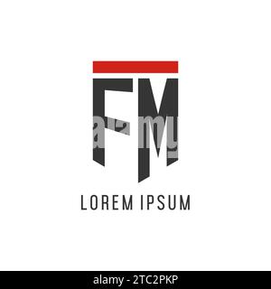 FM initial esport logo with simple shield design style vector graphic Stock Vector