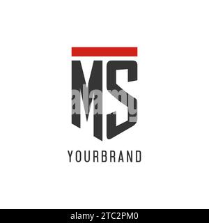 MS initial esport logo with simple shield design style vector graphic Stock Vector