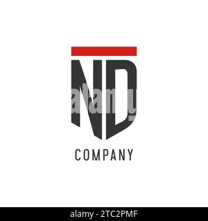 ND initial esport logo with simple shield design style vector graphic Stock Vector
