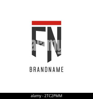 FN initial esport logo with simple shield design style vector graphic Stock Vector