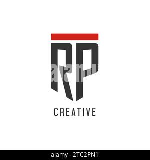 RP initial esport logo with simple shield design style vector graphic Stock Vector