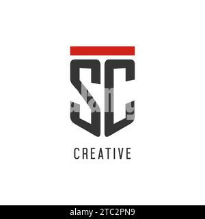 SC initial esport logo with simple shield design style vector graphic Stock Vector