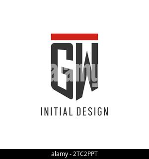 GW initial esport logo with simple shield design style vector graphic Stock Vector