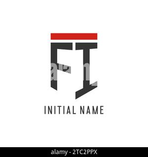 FI initial esport logo with simple shield design style vector graphic Stock Vector