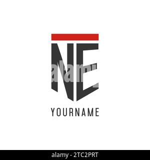 NE initial esport logo with simple shield design style vector graphic Stock Vector