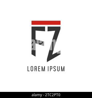 FZ initial esport logo with simple shield design style vector graphic Stock Vector