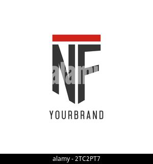 NF initial esport logo with simple shield design style vector graphic Stock Vector