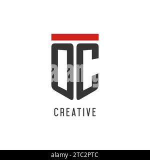 OC initial esport logo with simple shield design style vector graphic Stock Vector